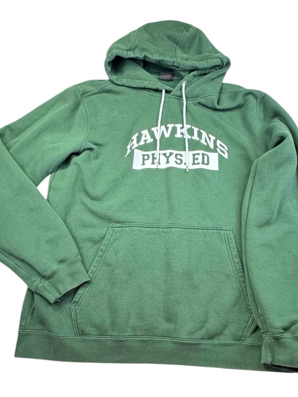 Nike x Stranger Hoodie Men's Large Green Cotton Hawkins Phys Ed Pullover Stretch - Picture 1 of 11